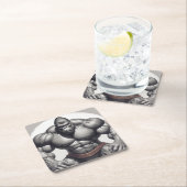 Dessous-de-verre Carré En Papier Dessin d'art pop de Gorilla Bodybuilder (En situation)