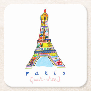 Dessous-de-verre Carré En Papier Dessin de bout de feutre de Paris