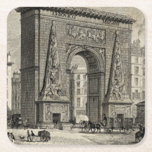 Dessous-de-verre Carré En Papier Dessin de monument de Porte Saint-Denis