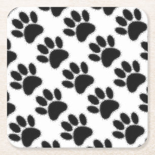 Dessous-de-verre Carré En Papier Dessin de patte de chien