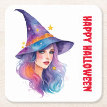 Dessin de sorcière colorée Halloween