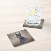 Dessous-de-verre Carré En Papier Dessin Doberman (En situation)