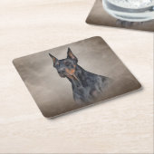 Dessous-de-verre Carré En Papier Dessin Doberman (Incliné)
