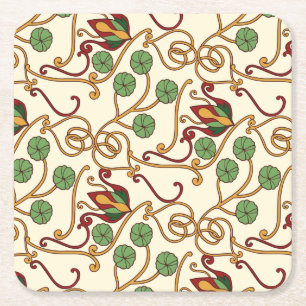 Dessous-de-verre Carré En Papier dessin floral inspiré de l'Art nouveau