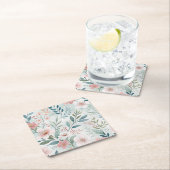 Dessous-de-verre Carré En Papier Dessin Motif de fleurs (En situation)