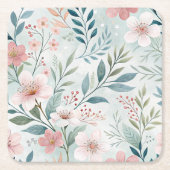 Dessous-de-verre Carré En Papier Dessin Motif de fleurs (Devant)