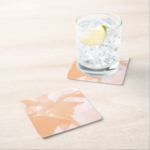 Dessous-de-verre Carré En Papier Dessous de verre Abstrait de papier floral Peach F