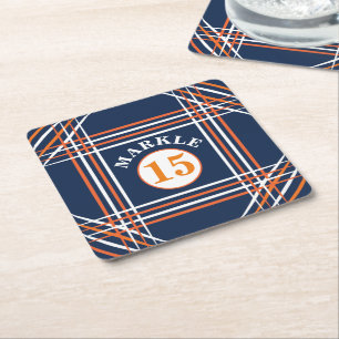 Dessous-de-verre Carré En Papier Dessous de verre bleu et orange inspiré du sport