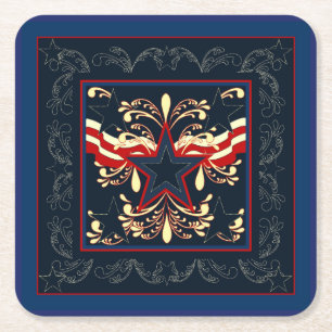 Dessous-de-verre Carré En Papier Dessous de verre Blue Vintage Americana