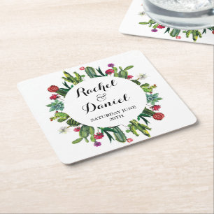 Dessous-de-verre Carré En Papier Dessous de verre Cactus Mariage Fête Cactus Fiesta