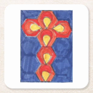 Dessous-de-verre Carré En Papier Dessous de verre Carrés Cross Motif