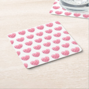 Dessous-de-verre Carré En Papier Dessous de verre Coeurs roses