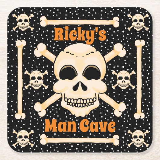 Dessous-de-verre Carré En Papier Dessous de verre crâne et os croisés (Devant)