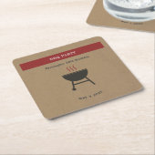 Dessous-de-verre Carré En Papier Dessous de verre d'anniversaire Kraft & Rustic BBQ (Incliné)