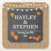 Dessous-de-verre Carré En Papier Dessous de verre d'automne Rustic Chalk illuminent (Devant)