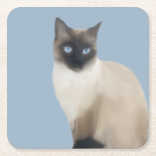 Dessous-de-verre Carré En Papier Dessous de verre de chat siamois