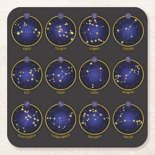 Dessous-de-verre Carré En Papier Dessous de verre de constellation