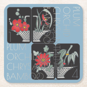 Dessous-de-verre Carré En Papier Dessous de verre de panier Mah Jongg