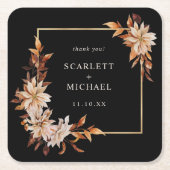 Dessous-de-verre Carré En Papier Dessous de verre de papier Mariage noir (Devant)