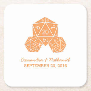 Dessous-de-verre Carré En Papier Dessous de verre de papier Mariage orange D20 dés