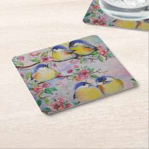 Dessous-de-verre Carré En Papier Dessous de verre de papier Spring Birds