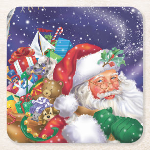 Dessous-de-verre Carré En Papier Dessous de verre de Père Noël