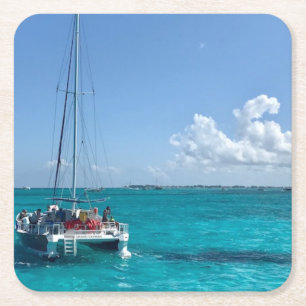 Dessous-de-verre Carré En Papier Dessous de verre des Caraïbes de bateau de mer de