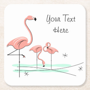 Dessous-de-verre Carré En Papier Dessous de verre des textes du trio 4 de Flamants