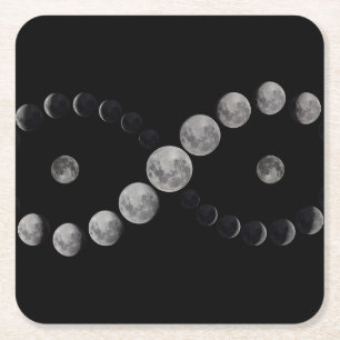 Dessous-de-verre Carré En Papier Dessous de verre d'infini de phase lune