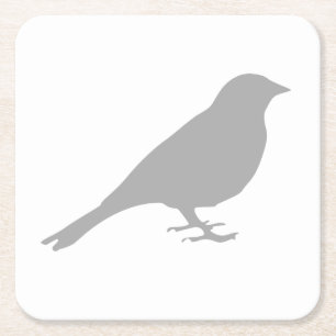 Dessous-de-verre Carré En Papier Dessous de verre d'oiseaux gris