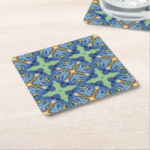Dessous de verre en papier Arabesque Oiseau Bleu