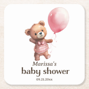 Dessous-de-verre Carré En Papier Dessous de verre en papier Baby shower pour fille