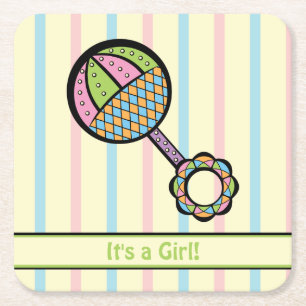 Dessous-de-verre Carré En Papier Dessous de verre en papier Baby shower tout simple