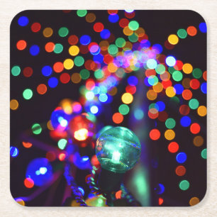 Dessous-de-verre Carré En Papier Dessous de verre en papier Bokeh Holiday Lights