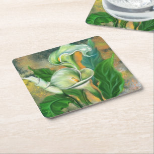Dessous-de-verre Carré En Papier Dessous de verre en papier Calla Lilies