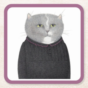 Dessous-de-verre Carré En Papier DESSOUS DE VERRE en papier Carré CAT DU MÉNAGE