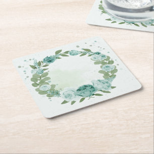 Dessous-de-verre Carré En Papier dessous de verre en papier carré floral bleu roman