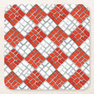 Dessous-de-verre Carré En Papier DESSOUS DE VERRE en papier Carré MOSAIC RED CHECK