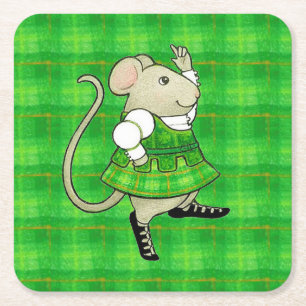 DESSOUS-DE-VERRE CARRÉ EN PAPIER DESSOUS DE VERRE EN PAPIER CARRÉ SOURIS JIG IRLAND