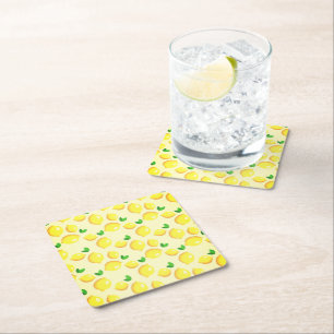Dessous-de-verre Carré En Papier Dessous de verre en papier citron jaune