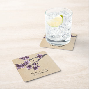 Dessous-de-verre Carré En Papier Dessous de verre en papier de fleurs de cerisier V