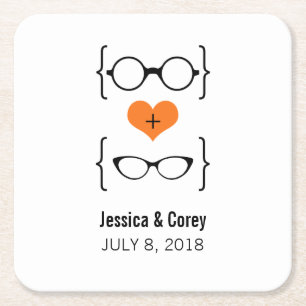 Dessous-de-verre Carré En Papier Dessous de verre en papier de lunettes geeky orang