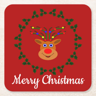 Dessous-de-verre Carré En Papier Dessous de verre en papier de rennes de Noël