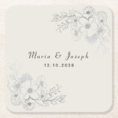 Dessous-de-verre Carré En Papier Dessous de verre en papier Mariage bleu Dusty (Devant)