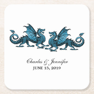 Dessous-de-verre Carré En Papier Dessous de verre en papier Mariage Blue Elegant Dr