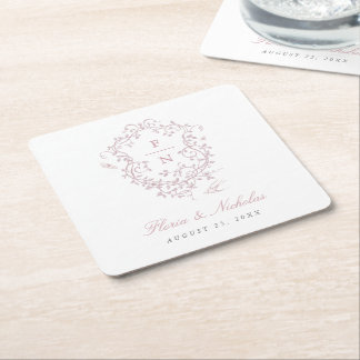Dessous-de-verre Carré En Papier Dessous de verre en papier Mariage rose toile Chin