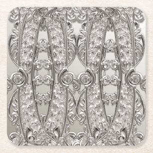Dessous-de-verre Carré En Papier Dessous de verre en papier moderne orné d'argent