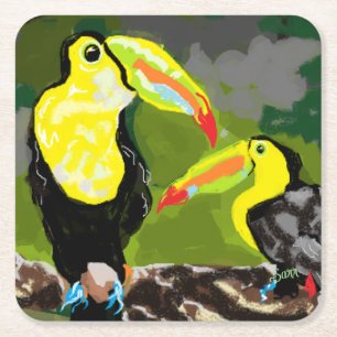 Dessous-de-verre Carré En Papier Dessous de verre en papier : Oiseaux du paradis