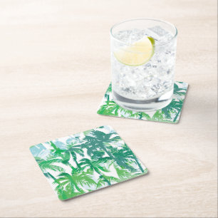 Dessous-de-verre Carré En Papier Dessous de verre en papier Palmes tropicales
