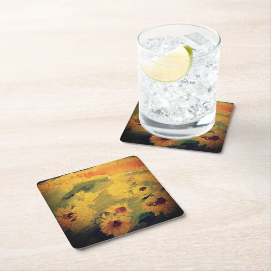 Dessous-de-verre Carré En Papier Dessous de verre en papier tournesol (En situation)